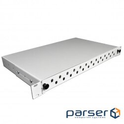 Patch panel 24 ports ST / FC, empty, 1U, cab. Enter for 2xPG13.5 + 2xPG16, gray (UA-FOP24ST-G)