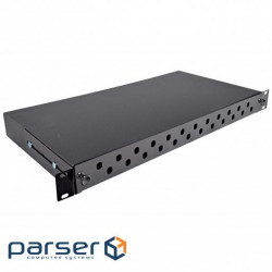 Патч-панель 24 порти ST / FC, порожня, 1U, каб.вводі для 6xPG13.5 + 6xPG16, чорна (UA-FOPE24ST-B)