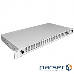 Patch panel 48 ports for 24 adapters SC Duplex/ LC Quad, пуста,1U, каб.вводи для 2x (UA-FOP24SCD-G)