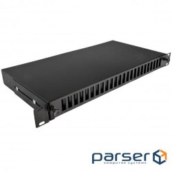 Patch panel 48 ports for 24 adapters SC Duplex/ LC Quad, пуста,1U, каб.вводи для 2x (UA-FOP24SCD-B)