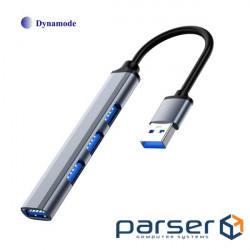 Хаб Dynamode USB Type-A to 1х USB3.0, 3x USB 2.0, метал, темно-сірий (DM-UH-312) (DM-UH-312)